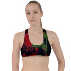 Background Texture Stain Criss Cross Racerback Sports Bra