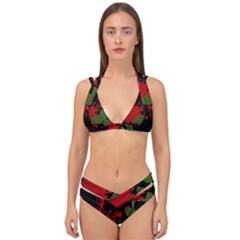 Background Texture Stain Double Strap Halter Bikini Set by Sapixe