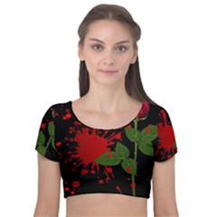 Background Texture Stain Velvet Short Sleeve Crop Top  by Sapixe