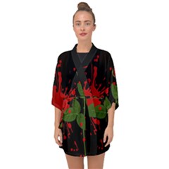 Background Texture Stain Half Sleeve Chiffon Kimono