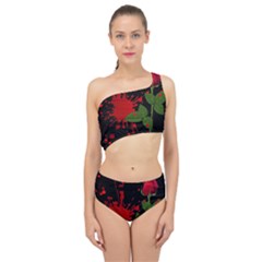 Background Texture Stain Spliced Up Two Piece Swimsuit