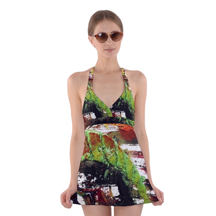 Collosium   Swards And Helmets 3 Halter Dress Swimsuit 