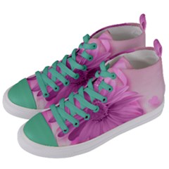 Flower Design Romantic Women s Mid-top Canvas Sneakers by Sapixe