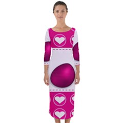 Love Celebration Easter Hearts Quarter Sleeve Midi Bodycon Dress by Sapixe