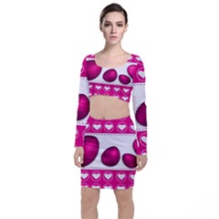 Love Celebration Easter Hearts Long Sleeve Crop Top & Bodycon Skirt Set by Sapixe