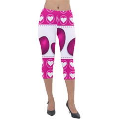 Love Celebration Easter Hearts Lightweight Velour Capri Leggings 