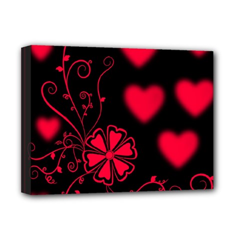 Background Hearts Ornament Romantic Deluxe Canvas 16  X 12   by Sapixe