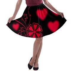 Background Hearts Ornament Romantic A-line Skater Skirt by Sapixe