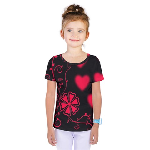 Background Hearts Ornament Romantic Kids  One Piece Tee by Sapixe