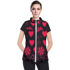 Background Hearts Ornament Romantic Women s Puffer Vest