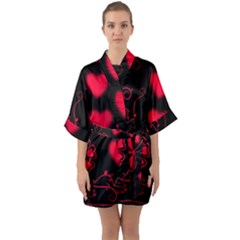 Background Hearts Ornament Romantic Quarter Sleeve Kimono Robe by Sapixe