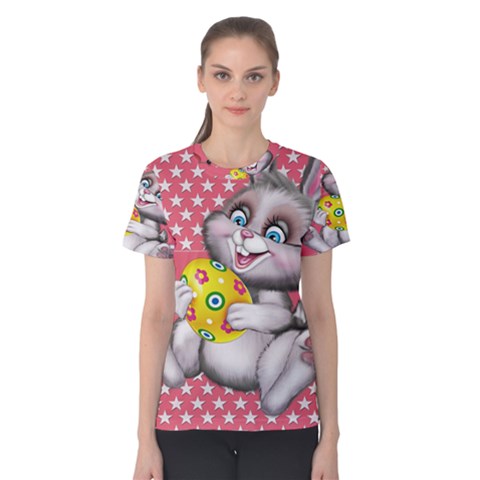 Illustration Rabbit Easter Women s Cotton Tee by Sapixe