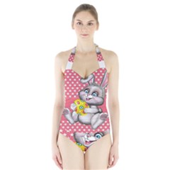 Illustration Rabbit Easter Halter Swimsuit by Sapixe