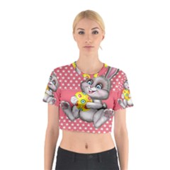 Illustration Rabbit Easter Cotton Crop Top