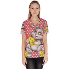 Illustration Rabbit Easter Scrub Top by Sapixe