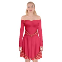 Background Texture Heart Love Off Shoulder Skater Dress