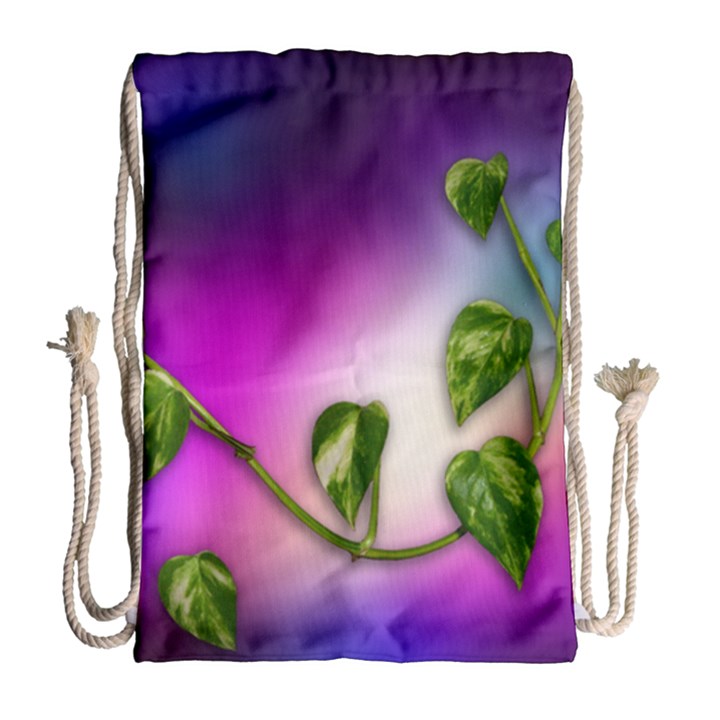 Leaves Green Leaves Background Drawstring Bag (Large)