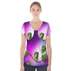 Leaves Green Leaves Background Short Sleeve Front Detail Top by Sapixe