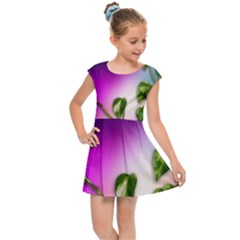 Leaves Green Leaves Background Kids Cap Sleeve Dress