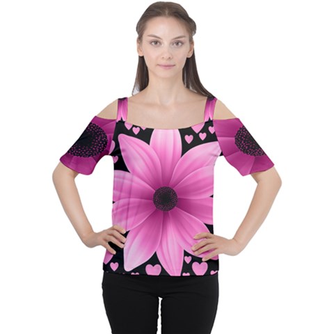 Flower Plant Floral Petal Nature Cutout Shoulder Tee by Sapixe