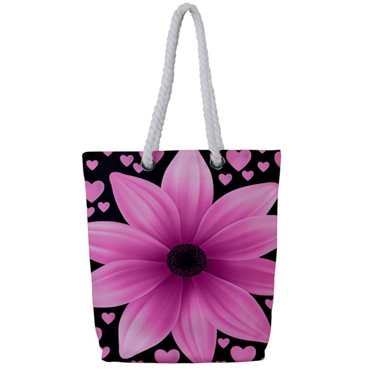 Flower Plant Floral Petal Nature Full Print Rope Handle Tote (Small)