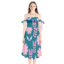 Flowers Shoulder Tie Bardot Midi Dress View1