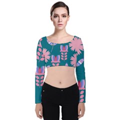 Flowers Velvet Crop Top by luizavictorya72