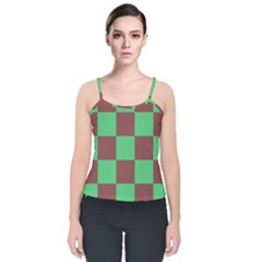 Background Checkers Squares Tile Velvet Spaghetti Strap Top