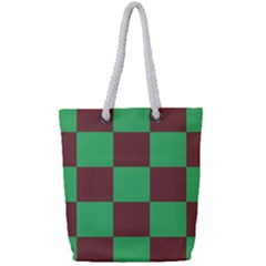 Background Checkers Squares Tile Full Print Rope Handle Tote (small) by Sapixe