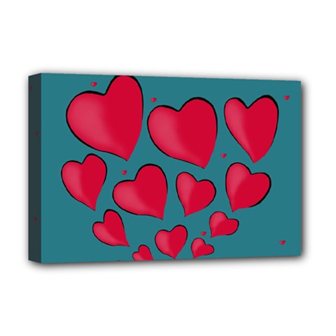 Background Desktop Hearts Heart Deluxe Canvas 18  X 12   by Sapixe