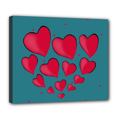 Background Desktop Hearts Heart Deluxe Canvas 24  X 20   by Sapixe