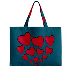 Background Desktop Hearts Heart Zipper Mini Tote Bag by Sapixe