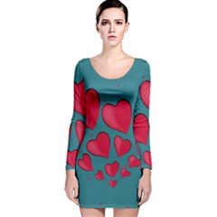 Background Desktop Hearts Heart Long Sleeve Velvet Bodycon Dress by Sapixe