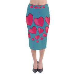 Background Desktop Hearts Heart Velvet Midi Pencil Skirt by Sapixe