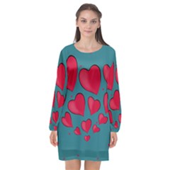 Background Desktop Hearts Heart Long Sleeve Chiffon Shift Dress  by Sapixe