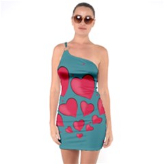 Background Desktop Hearts Heart One Soulder Bodycon Dress by Sapixe