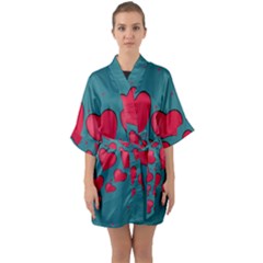 Background Desktop Hearts Heart Quarter Sleeve Kimono Robe by Sapixe