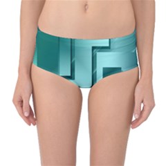 Green Figures Rectangles Squares Mirror Mid-waist Bikini Bottoms by Sapixe