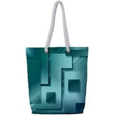 Green Figures Rectangles Squares Mirror Full Print Rope Handle Tote (small) by Sapixe