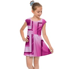 Pink Figures Rectangles Squares Mirror Kids Cap Sleeve Dress by Sapixe