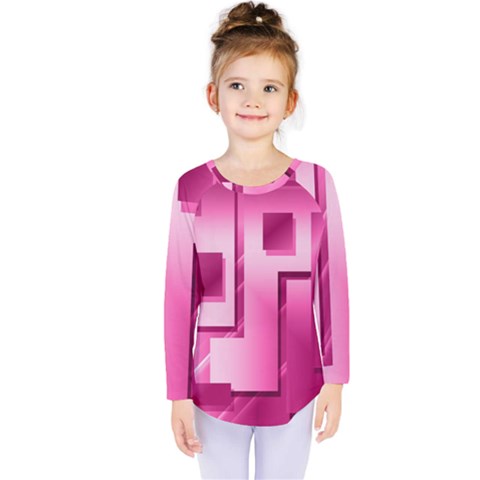 Pink Figures Rectangles Squares Mirror Kids  Long Sleeve Tee by Sapixe