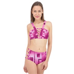 Pink Figures Rectangles Squares Mirror Cage Up Bikini Set