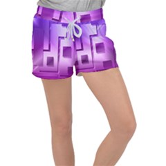 Purple Figures Rectangles Geometry Squares Women s Velour Lounge Shorts