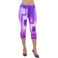 Purple Figures Rectangles Geometry Squares Lightweight Velour Capri Leggings  by Sapixe