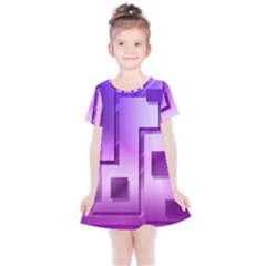 Purple Figures Rectangles Geometry Squares Kids  Simple Cotton Dress