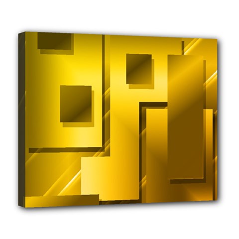 Yellow Gold Figures Rectangles Squares Mirror Deluxe Canvas 24  X 20   by Sapixe