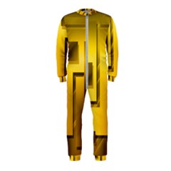 Yellow Gold Figures Rectangles Squares Mirror Onepiece Jumpsuit (kids) by Sapixe