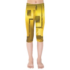 Yellow Gold Figures Rectangles Squares Mirror Kids  Capri Leggings  by Sapixe