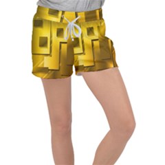 Yellow Gold Figures Rectangles Squares Mirror Women s Velour Lounge Shorts by Sapixe