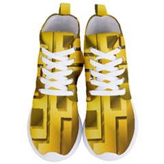 Yellow Gold Figures Rectangles Squares Mirror Women s Lightweight High Top Sneakers